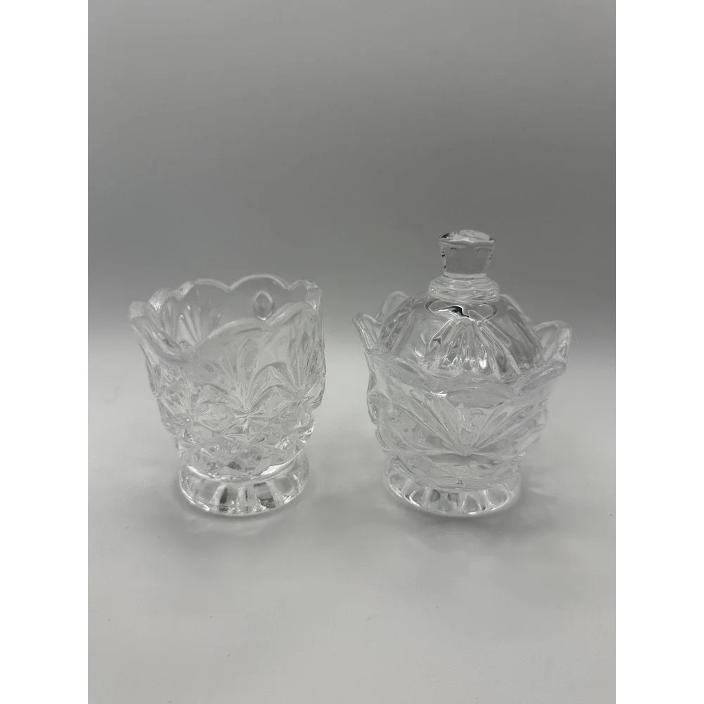 Shannon Crystal Designs of Ireland Cut Glass Creamer and Lidded‎ Sugar Bowl Set